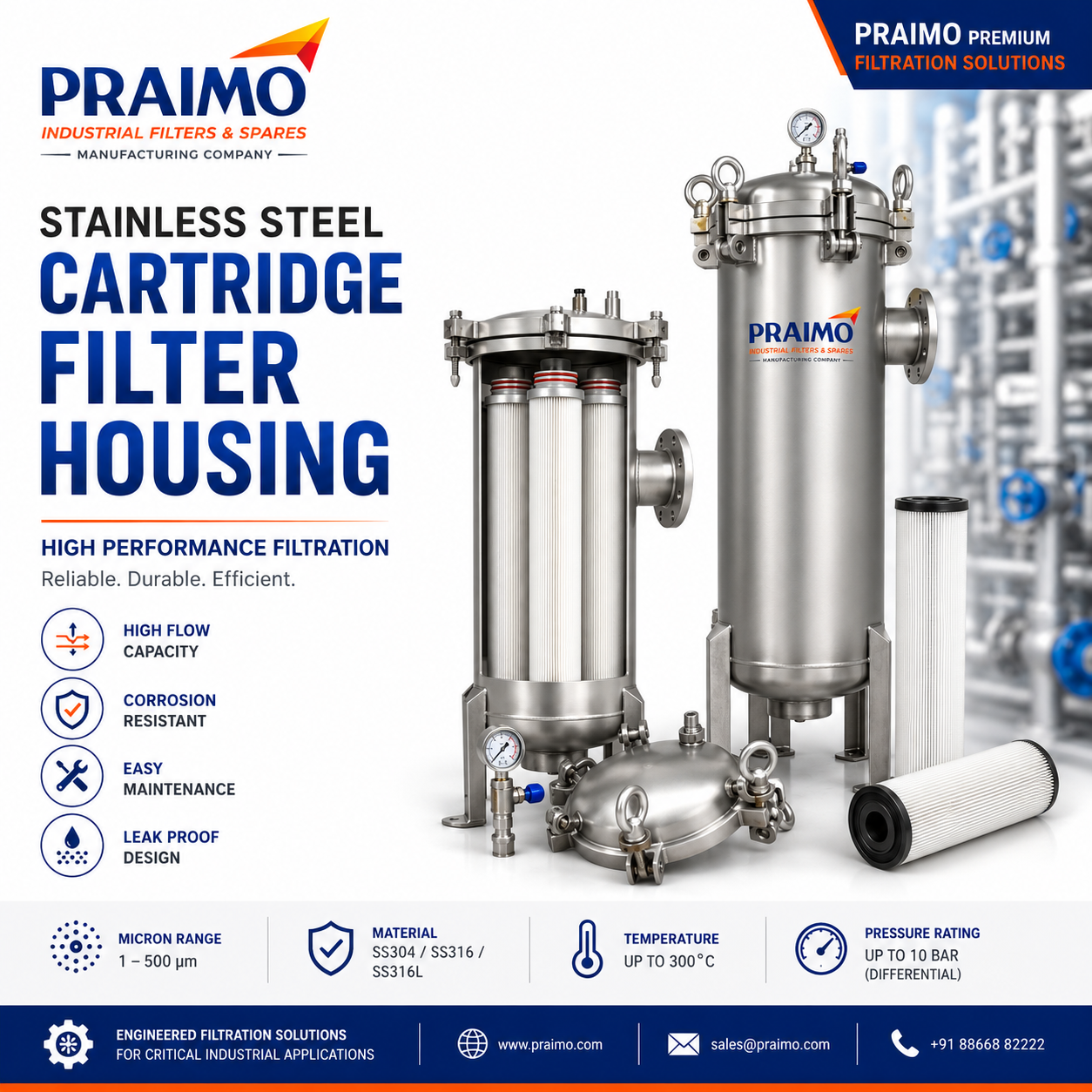 Stainless Steel Cartridge Filter Housing