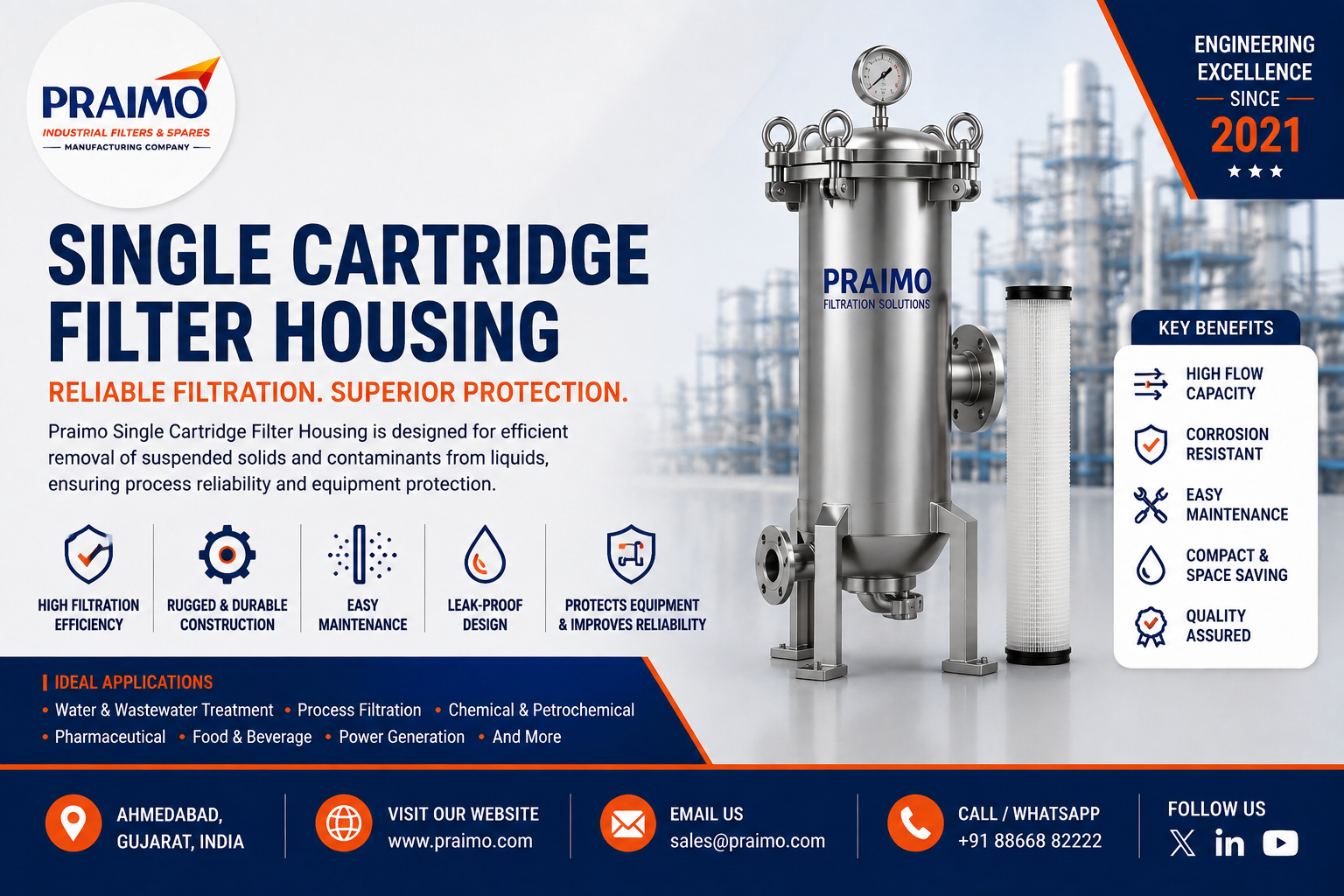 Single Cartridge Filter Housing